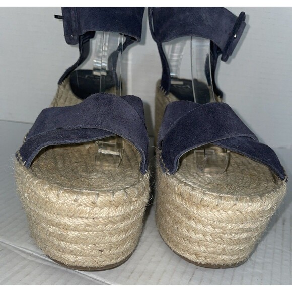 Marc Fisher Sandals Womens 10 Blue Suede Espadrille Platform Wedges Open‎ Toe - Picture 3 of 13